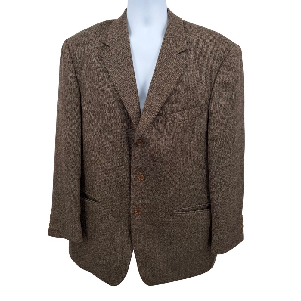 Gianfranco Ruffini Mens 44R Blazer Sport Coat Brown Lambswool Cashmere